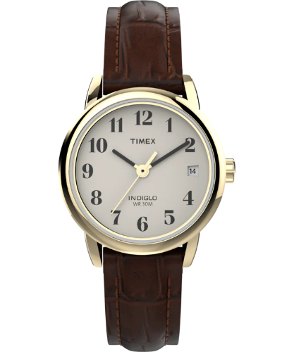 Timex Women's Easy Reader Date Brown/Gold 25mm Casual Watch, Leather Strap